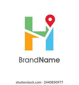 Simple and Modern illustration logo design initial H Combine with Route Maps. Logo Good for company related Transportation.