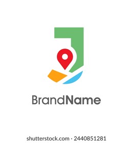 Simple and Modern illustration logo design initial J Combine with Route Maps. Logo Good for company related Transportation.