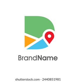 Simple and Modern illustration logo design initial D Combine with Route Maps. Logo Good for company related Transportation.