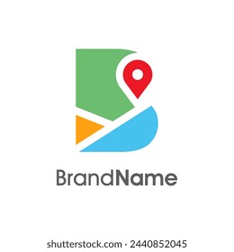 Simple and Modern illustration logo design initial B Combine with Route Maps. Logo Good for company related Transportation.