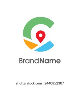 Simple and Modern illustration logo design initial C Combine with Route Maps. Logo Good for company related Transportation.