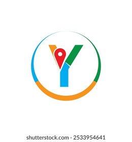 Simple and Modern illustration logo design initial Y Combine with Route Maps. Logo Good for company related Transportation.