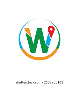 Einfache und moderne Illustration Logo Design erste W Combine mit Route Maps. Logo Gut für firmenbezogenen Transport.