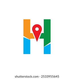 Diseño de logotipo de ilustración simple y moderno inicial H Combine con mapas de ruta. Logo Bueno para el Transporte relacionado con la empresa.