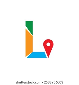 Diseño de logotipo de ilustración simple y moderno inicial L Combine con mapas de ruta. Logo Bueno para el Transporte relacionado con la empresa.