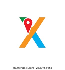 Simple and Modern illustration logo design initial X Combine with Route Maps. Logo Good for company related Transportation. 