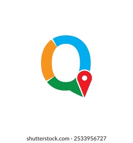 Simple and Modern illustration logo design initial Q Combine with Route Maps. Logo Good for company related Transportation.