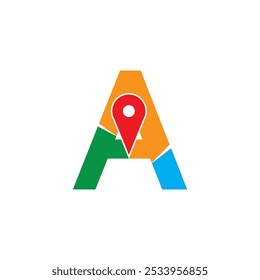 Simple and Modern illustration logo design initial A Combine with Route Maps. Logo Good for company related Transportation.