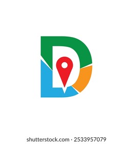 Einfache und moderne Illustration Logo Design anfängliche D Kombinieren Sie mit Route Maps. Logo Gut für firmenbezogenen Transport.