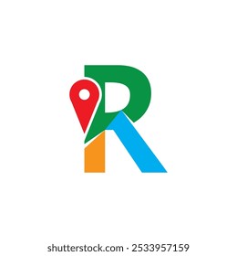 Simple and Modern illustration logo design initial R Combine with Route Maps. Logo Good for company related Transportation.