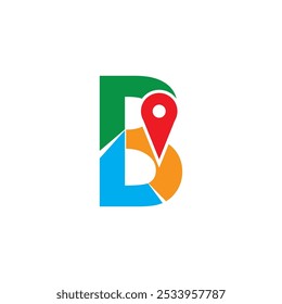Simple and Modern illustration logo design initial B Combine with Route Maps. Logo Good for company related Transportation.