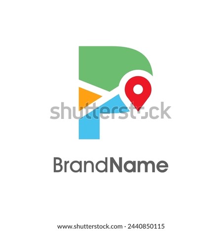 Simple and Modern illustration logo design initial P Combine with Route Maps. Logo Good for company related Transportation.