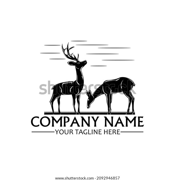 a simple and modern illustration\
logo of two deer is good for use as a creative industry\
logo