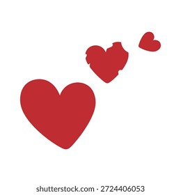 Simple and modern illustration of three red hearts on white background, perfect for love and care concepts