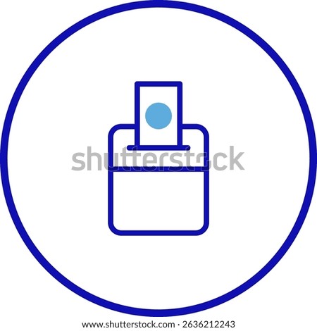Simple and modern illustration of voting box in blue color inside a circle