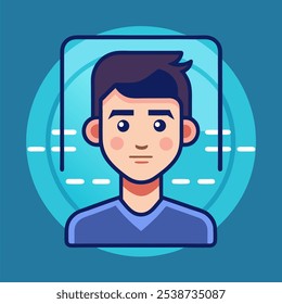 A simple and modern illustration of a young man with a serious expression, perfect for use in social media profiles, website avatars.