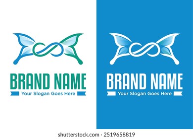 simple modern infinity butterfly illustration vector logo design