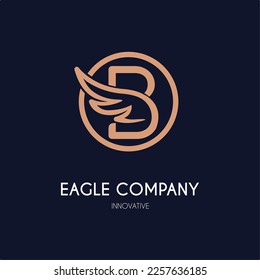 Simple Modern Initial B Letter with Wing Icon in Line art style Logo Idea Template for Cosmetic, Beauty, Jewelry, Accessories, and Craft Business Logo
