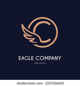 Simple Modern Initial C Letter with Wing Icon in Line art style Logo Idea Template for Cosmetic, Beauty, Jewelry, Accessories, and Craft Business Logo