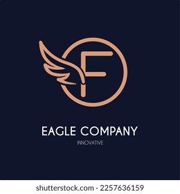 Carta F inicial simple y moderna con icono Wing en estilo de arte de línea Plantilla de ideas para el logotipo cosmético, de belleza, joyería, accesorios y el logotipo comercial de artesanía