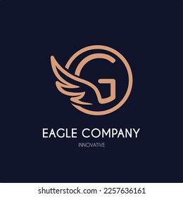 Simple Modern Initial G Letter with Wing Icon in Line art style Logo Idea Template for Cosmetic, Beauty, Jewelry, Accessories, and Craft Business Logo