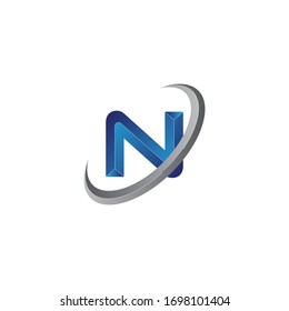 Simple Modern initial letter n logo modern swoosh