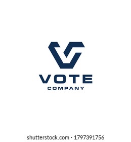 Simple Modern Initial Letter V Vote logo design