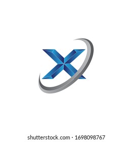 Letra inicial simple x logotipo moderno swoosh moderno