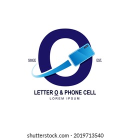 Simple and modern initial logo letter O combining with blue smartphone. Suitable for technology and internet business