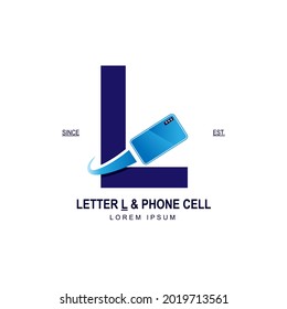 Simple and modern initial logo letter L combining with blue smartphone. Suitable for technology and internet business