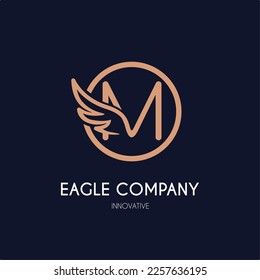 Carta M inicial simple y moderna con icono Wing en estilo de arte de línea Plantilla de ideas para el logotipo cosmético, de belleza, joyería, accesorios y el logotipo comercial de artesanía