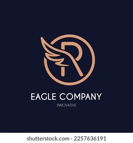 Simple Modern Initial R Letter with Wing Icon in Line art style Logo Idea Template for Cosmetic, Beauty, Jewelry, Accessories, and Craft Business Logo