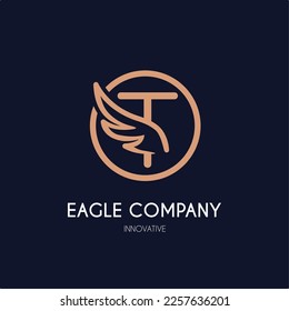 Simple Modern Initial T Letter with Wing Icon in Line art style Logo Idea Template for Cosmetic, Beauty, Jewelry, Accessories, and Craft Business Logo