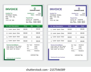 Simple and Modern Invoice Design Template Vector 10