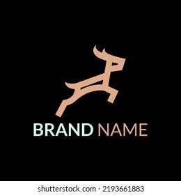 Simple modern jumping deer logo