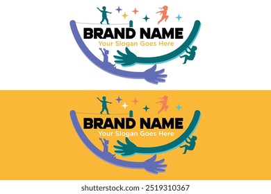 simple modern kids playground illustration vector logo design