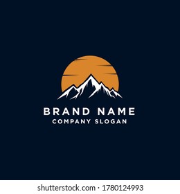 simple modern landscape mountain logo design illustration