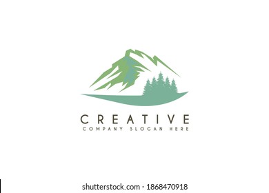 simple modern landscape mountain logo design illustration