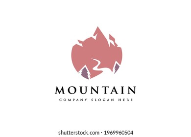 simple modern landscape mountain logo design illustration