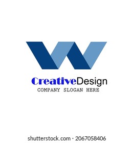 Logotipo y tapicería de W simple y moderno
