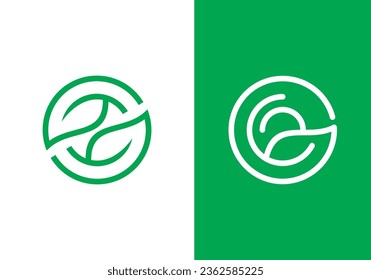 simple modern leaf with circle logo design