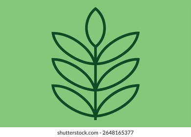 Simple modern leaf design element on transparent background