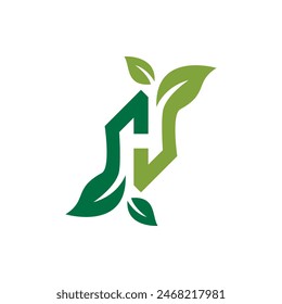 Simple and modern leaf H or NH letter logo vector. Suitable for beauty, fashion, cosmetics, boutiques, spas and many more businesses.