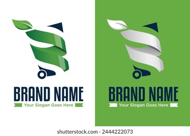 simple modern Leaf and trash bin illustration vector logo design