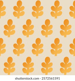 Simple and Modern Leaves Pattern on Light Background. Yellow leaves with orange texture Scandinavian pattern. Minimalist aesthetic.