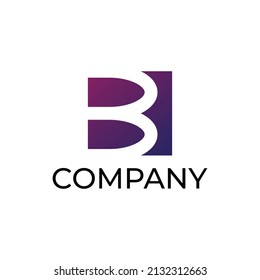 einfacher und moderner Buchstabe B mit quadratischem Logo-Design