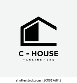 carta simple y moderna plantilla de diseño del logotipo de la casa C