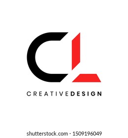 Simple modern letter CL logo design vector black red illustration