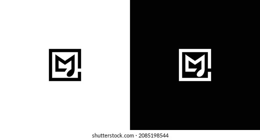 Simple and modern letter CM initials Music logo design