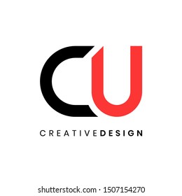 Simple modern letter CU logo design vector